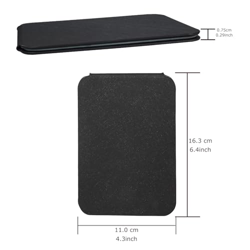 Makeup Mirror, 4x6 Inches Portable PU Leather Mirror, Folding Desktop Vanity Mirror with Adjustable Stand for Vanity Table, Office, Travel (S, Black)