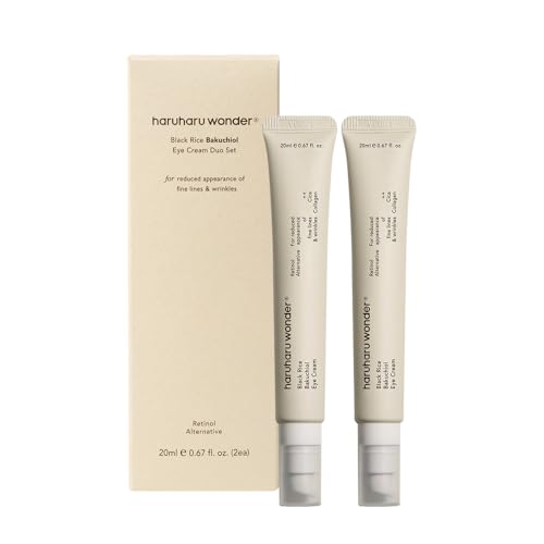 HARUHARU wonder Black Rice Bakuchiol Eye Cream, Smooths Fine Lines & Crow¡¯s Feet, Reduces Puffiness & Dark Circles, Lightweight Day and Night Care, Holiday Stocking Stuffer, 1.34 fl. oz (Duo Set)