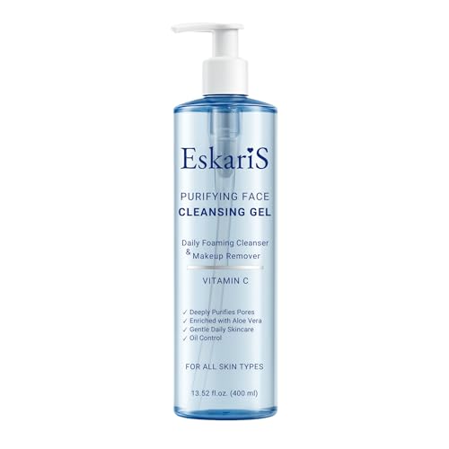 Purifying Face Cleansing Gel ? Vitamin C & Aloe Vera, Anti-Aging Daily Foaming Cleanser & Makeup Remover, Soap-Free Face Wash, Oil Control, For All Skin Types, 13.52 oz (400 ml)