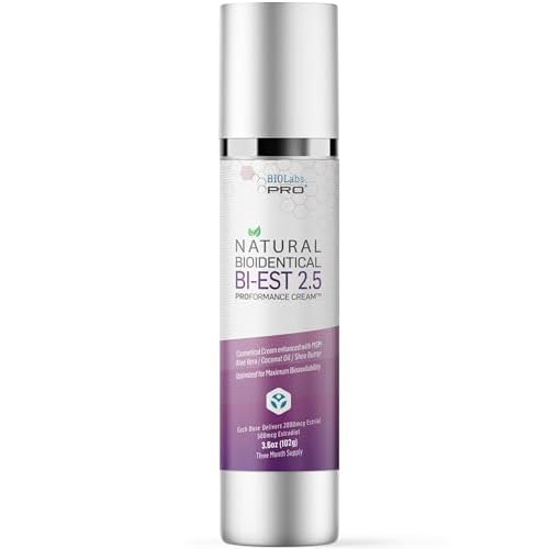 BIOLABS PRO Estro Cream BiEST 2.5 - Bioidentical Natural Solution - 2.5mg Per Dose - Three Month Supply - Luxury Bottle - 3.6oz