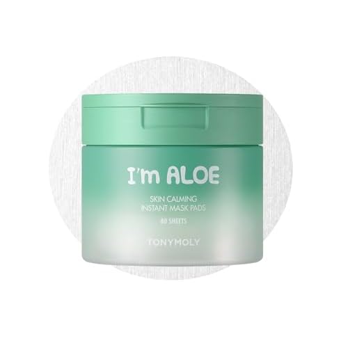 TONYMOLY I¡¯m Aloe Skin Calming Mask Pads 80 Biodegradable Sheets for Sensitive, Dry Skin Hydrating, Moisturizing, Soothing Korean Skincare