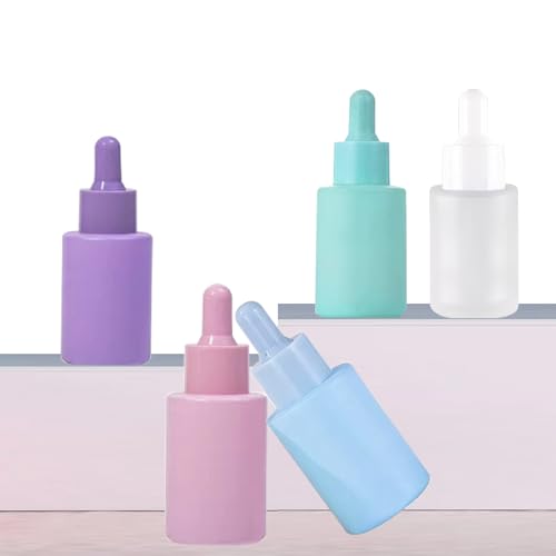 4 Pack 1oz Glass Dropper Bottle,Green Glass Dropper Bottles with 2 Funnels & 2 Lotion Pumps,30 ml Eye Dropper Bottles For Essential Oils,Serums,Lotion,Tincture Bottles (C -Green)