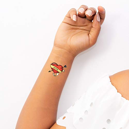 Mom Heart Temporary Tattoo/Pack of 10 / Traditional Tattoo Style/Perfect For Mother's Day/Removable