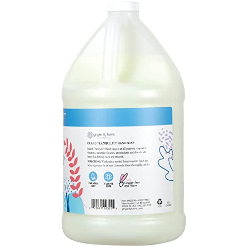 Ginger Lily Farms Botanicals All-Purpose Liquid Hand Soap Refill, Island Tranquility, 100% Vegan & Cruelty-Free, Green Tea Lemongrass Scent, 1 Gallon (Pack of 4)
