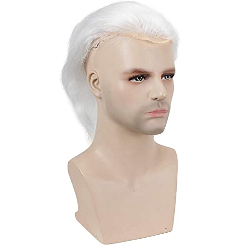 Dreambeauty 100% Real Human Hair Toupee for Men 10x8 inch, European Human Hair Lace Front Natural Hairline Hair Pieces 0.08mm Thin Skin PU V-looped Men's Hair Replacement System (White Color)