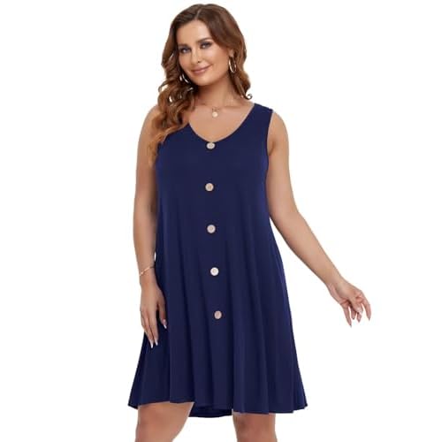 BELAROI Summer Dresses for Women Beach Tshirt Sundress V Neck Casual Swing Tank Dress Swimsuit Cover Ups Pockets
