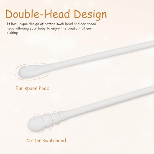 Kisangel 200Pcs Baby Cotton Swabs Paper Double-End Cotton Buds Cotton Ear Cleaners Safety Swabs Cleaning Sticks for Ear Nose Clean