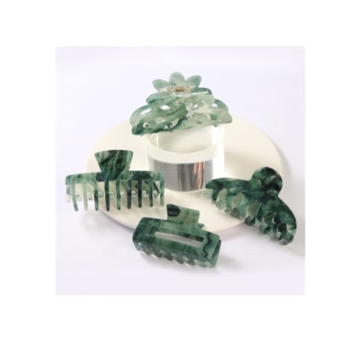 Large Hair Claw Clips - Strong Hold Green Clamps for Thick Hair, Non-Slip Jaw Clips for Women (4PCs)