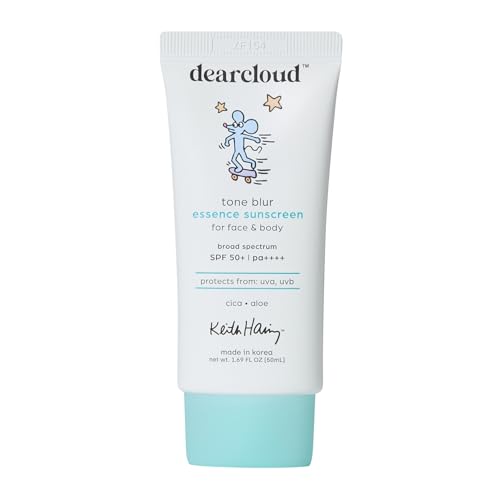 dearcloud Keith Haring Tone Blur Essence Sunscreen SPF 50+ PA++++ ? Korean Sunscreen for Face, Primer & Vegan (1.69 fl oz)