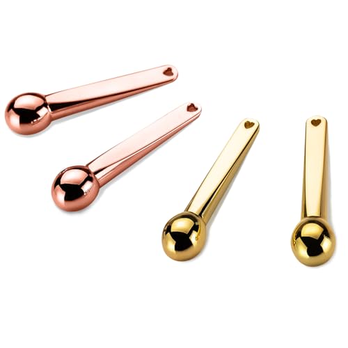 LISAPACK 4 Pack Metal Eye Cream Applicator, Eye Serum Roller Ball Massager Stick for Reduce Depuffer, Massage (Gold&Rose Gold)