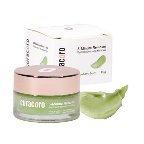 CURACORO Lash Cream Remover for Lash Extensions 15g, Dissolves Powerful Eyelash Extension Glue, Low Irritation Cream for Sensitive Skin (Melon Scent for Sensitive Eyes)