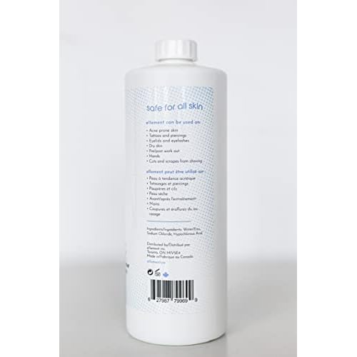Hypochlorous Acid Face and Spray - 1 L Refill ? Daily Toner ? Dry Skin - Facial Cleanser - Tattoo Aftercare ? Post Workout Refresher - Piercing Aftercare ? Lash Cleanser - All Natural - e11ement