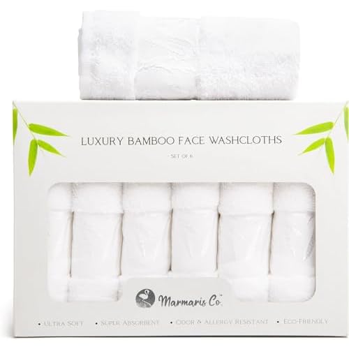 Set of 6 Luxury Wash Cloths for Your Face Viscose Bamboo & Turkish Cotton, White Wascloths