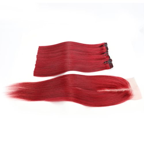 99j Bone Straight Vietnam Virgin Human Hair 3 Bundles with Kim K 2 * 6 Closure, Best Raw Hair 15A Hair Extension Burgundy, 100% Unprocessed Premium Raw Hair for Black Women (12''12''12'' + 10'')