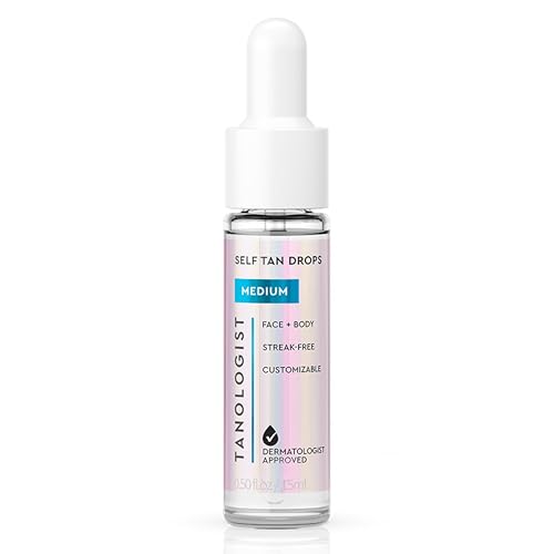 Tanologist Self-Tan Drops- Medium, Bronzing Serum, Customizable Face & Body Self Tanner For Moisturizer, Gradual Tanning Drops for Natural Glow, Streak-Free Vegan Formula, 1.01 fl oz