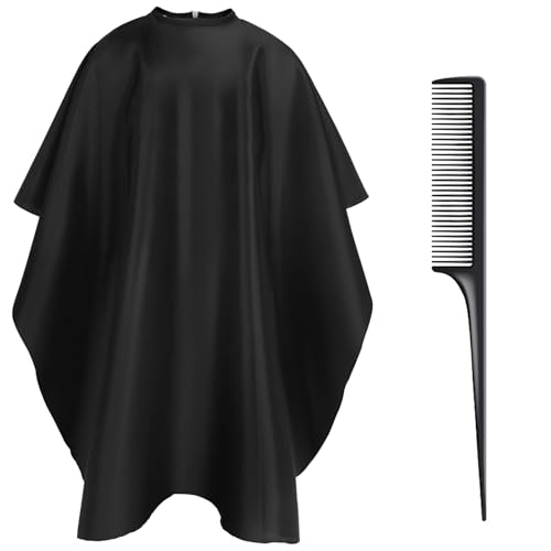 NICEMOVIC Hair Cutting Cape with Hair Combs, Barber Cape Haircut Cape, Professional Barber Accessories Haircut Salon Supplies for Men Women (Black)