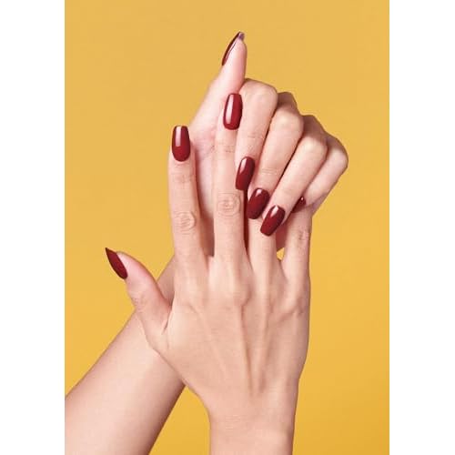 ohora Semi Cured Gel Nail Strips (N Chilly) - Red, Solid, Works with Any UV/LED Lamps, Salon-Quality, Long Lasting, Easy to Apply & Remove - Includes 2 Prep Pads, Nail File & Wooden Stick