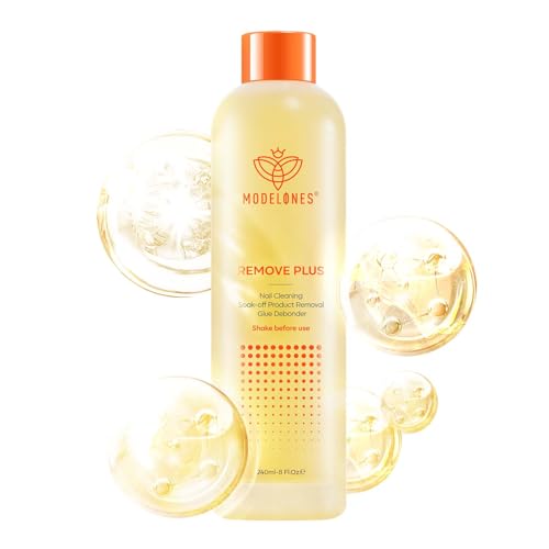 Modelones Acetone Nail Polish Remover, Professional Gel Polish Remover, Nail Glue Remover Natural Formula with Jojoba Oil for Nail Moisturizing & Care, Acrylic Dip Powder Remover(8 FL.Oz.), Lemon