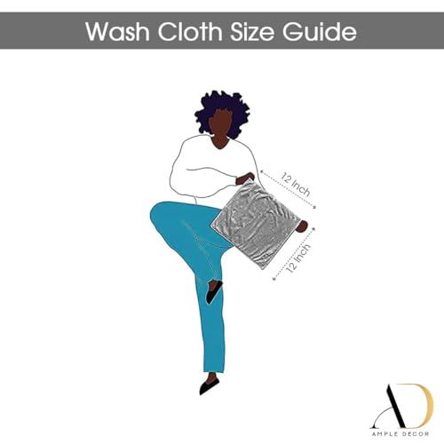 Ample Decor Washcloths Pack of 5 12 X 12 Inch, 600 GSM 100% Cotton Soft Absorbent, Premium Quality Durable Machine Washable, Ideal for Bathroom, Pool, Hotel, Spa ? Green