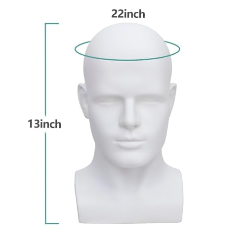 Mannequin Head Male Professional Cosmetology Manikin Head for Display Headset, Headphone, Game Console, Hats, Wigs Jewellery£¨L90-YB£©
