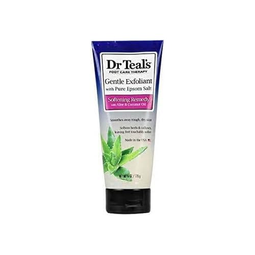 Dr. Teals Softening Remedy Coconut Oil Foot Scrub Gift Set (2 Pack, 6oz ea.) - Essential Coconut Oils & Aloe Vera Replenish and Moisturize Dry, Damaged Skin - Blended with Pure Epsom Salt