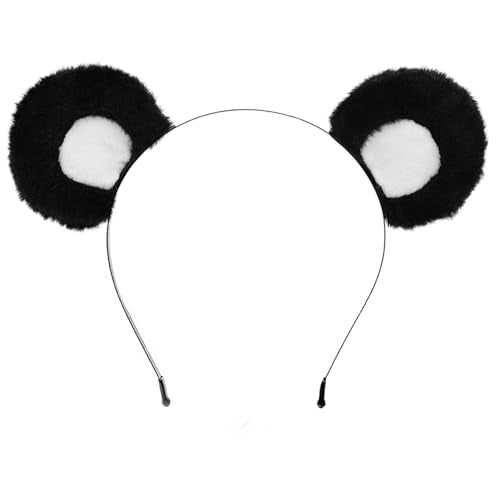 SIOTMERA Bear Ears Headband Black, Cute Care Movable Hairband Adult with Animals Costume, Soft Makeup Head Wear for Washing Face Women