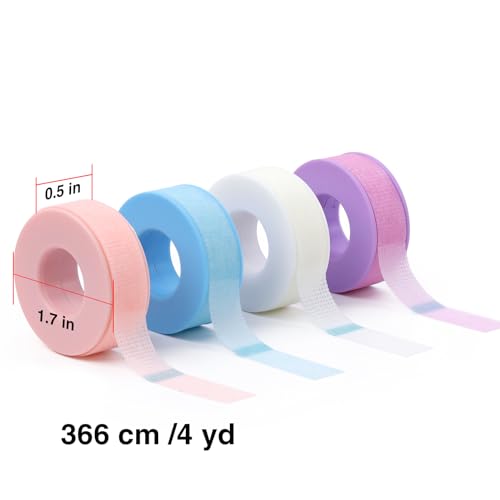 LZM Lash Tape for Eyelash Extensions,Eyelash Tape Silicone Gel Eyelash Extension Tape for Sensitive Skin Pain-Free Removal Lash Extensions Tape(0.5in x 4yd,4Rolls,Purple)