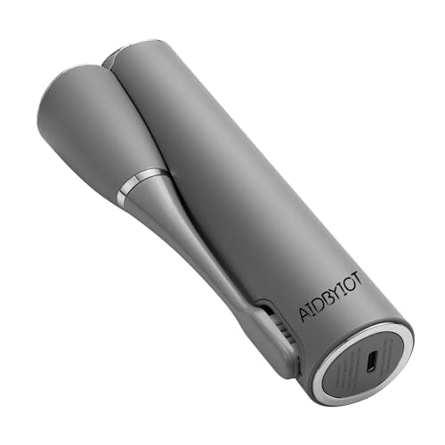 Folding Grey Sonic Electric Toothbrush Self Cleaning Travel Rechargeable Portable.4 Brush Heads.