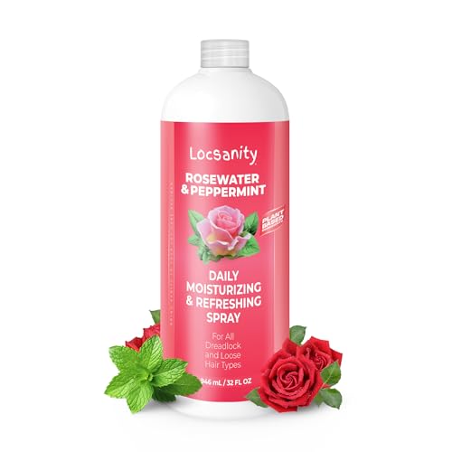 Locsanity Rosewater and Peppermint Daily Moisturizing Spray ? Jumbo Size Hydrating Dreadlock Spray to Nourish the Scalp and Protect Hair From Oil and Buildup (32oz)