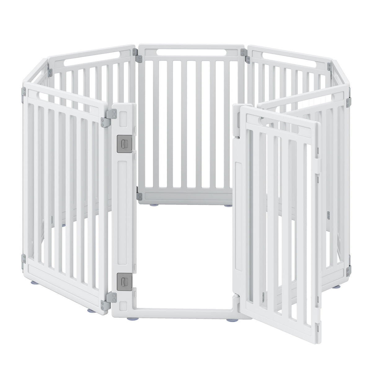 Indoor Outdoor Dog Playpen 31.5 Inch H, 8 Panels, White - Flexible Pet Fence