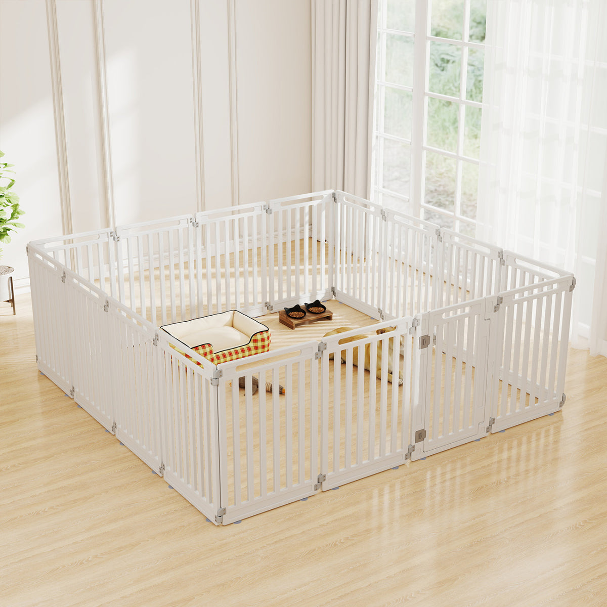 Indoor Outdoor Dog Playpen 16 Panels - 31.5 Inch Height, White
