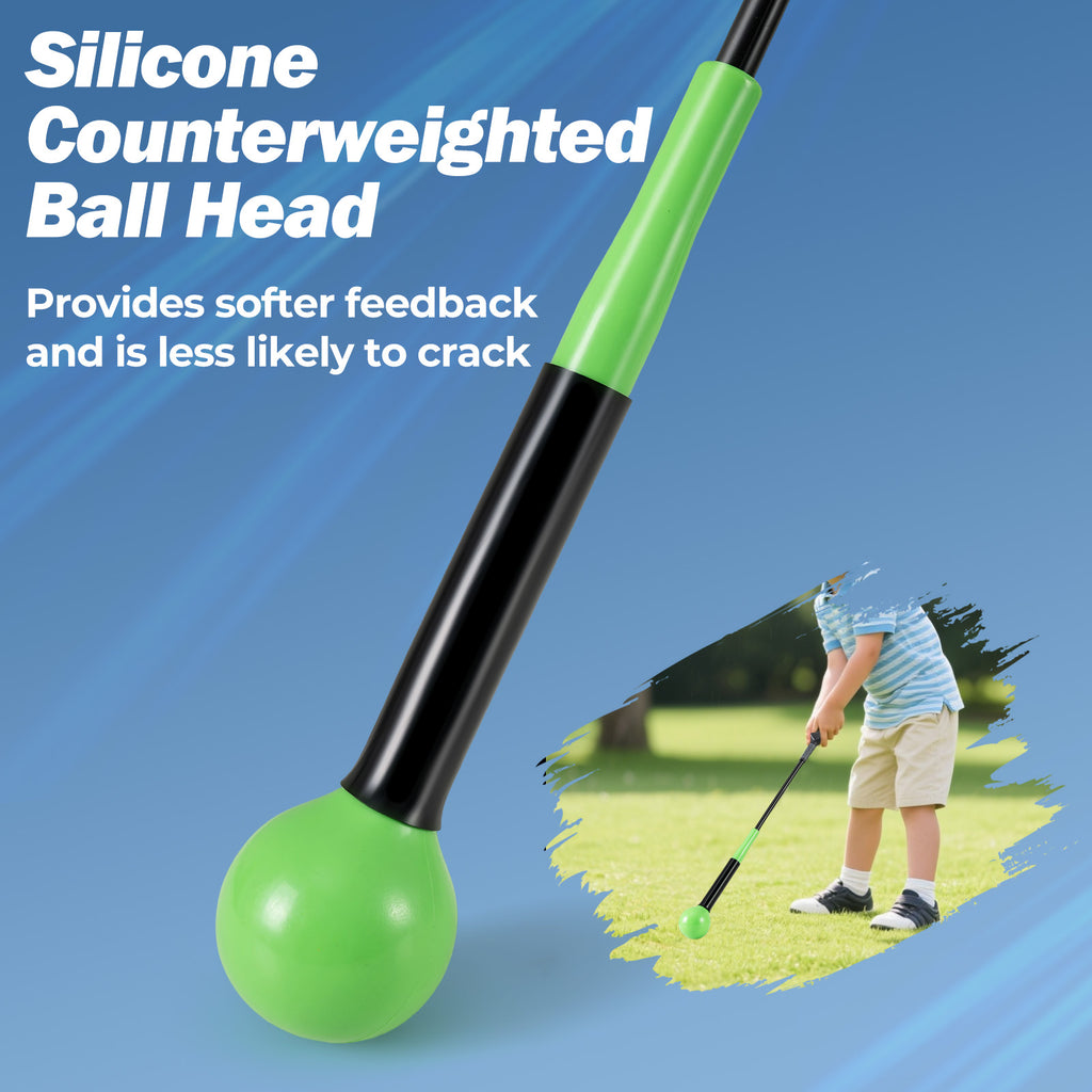 Golf Swing Trainer Aid with Weighted Head - 31.5 Inch Balance & Rhythm Practice Tool - Green Variation