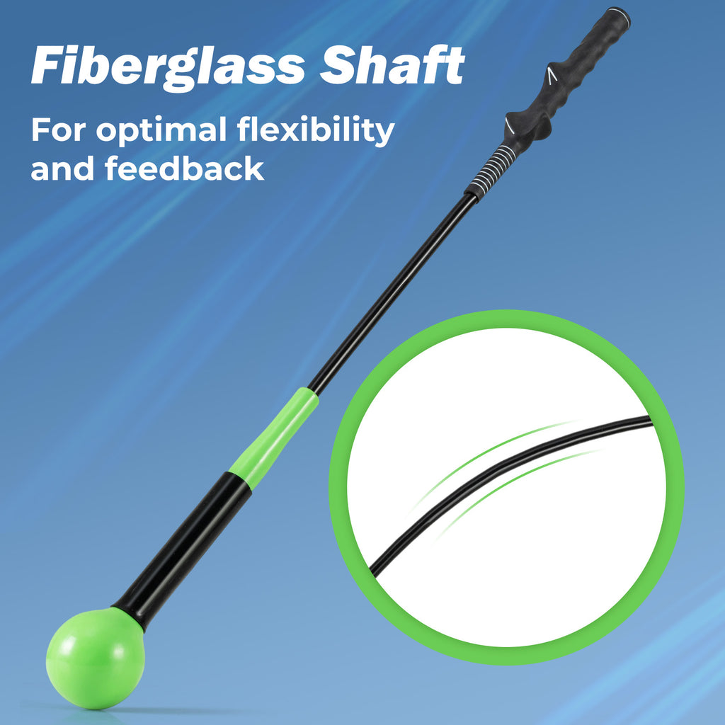 Golf Swing Trainer Aid with Weighted Head - 31.5 Inch Balance & Rhythm Practice Tool - Green Variation