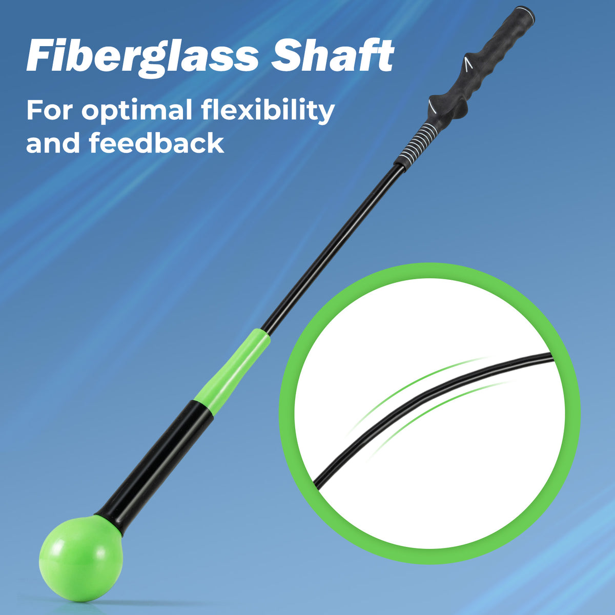 Golf Swing Trainer Aid with Weighted Head - 31.5 Inch Balance & Rhythm Practice Tool - Green Variation