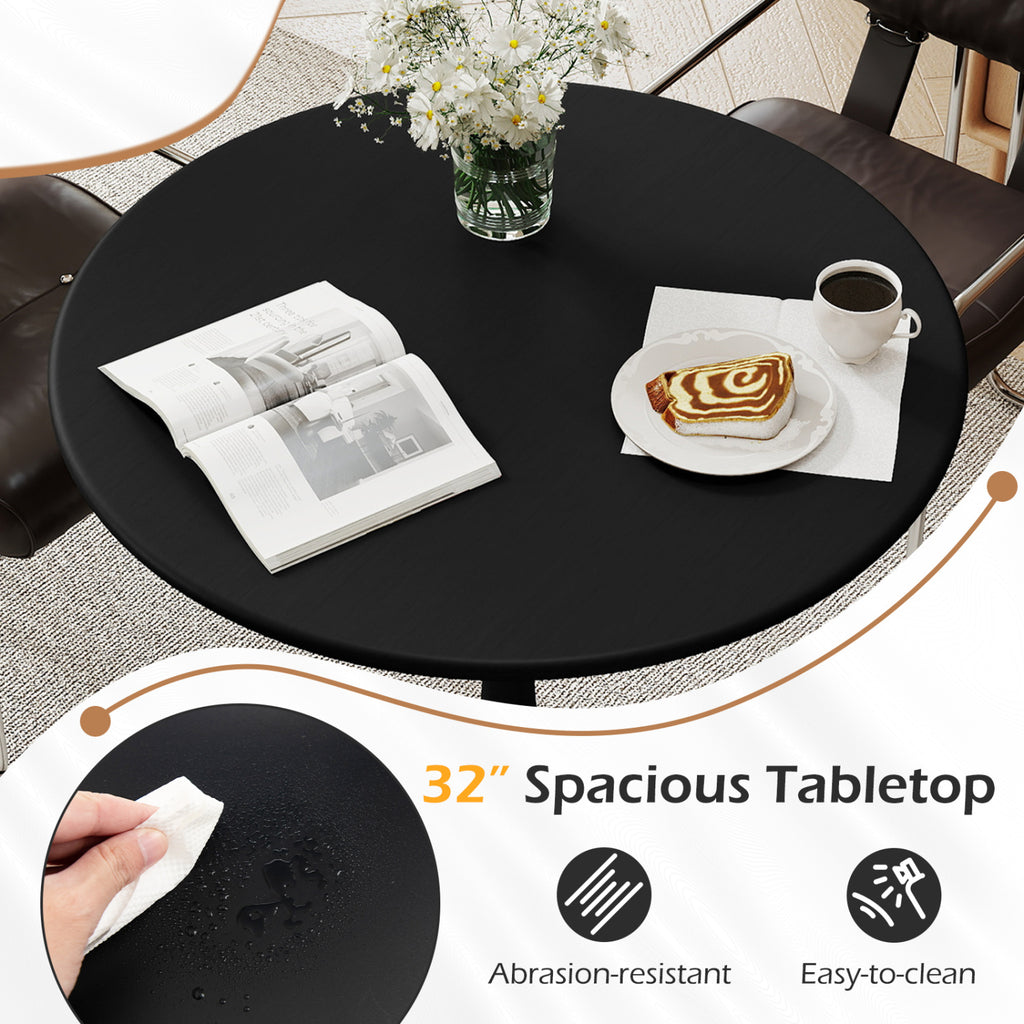 31.5" Round Dining Table with Metal Pedestal – Black
