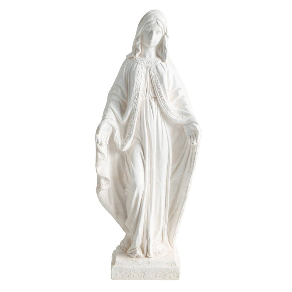 Virgin Mary Garden Statue - 31.5 Inch Aged Finish Blessing Sculpture for Yard Patio - White Variation