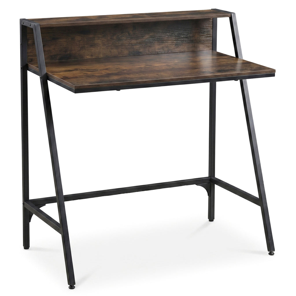 31.5" Industrial Desk with Raised Shelf - Rustic Brown