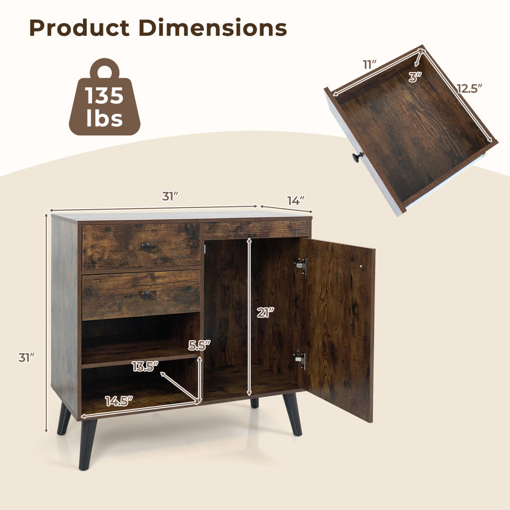 31" Sideboard Cabinet with 2 Drawers - Rustic Brown