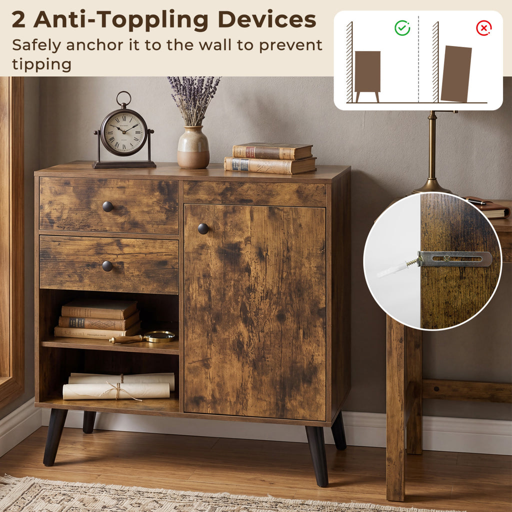 31" Sideboard Cabinet with 2 Drawers - Rustic Brown