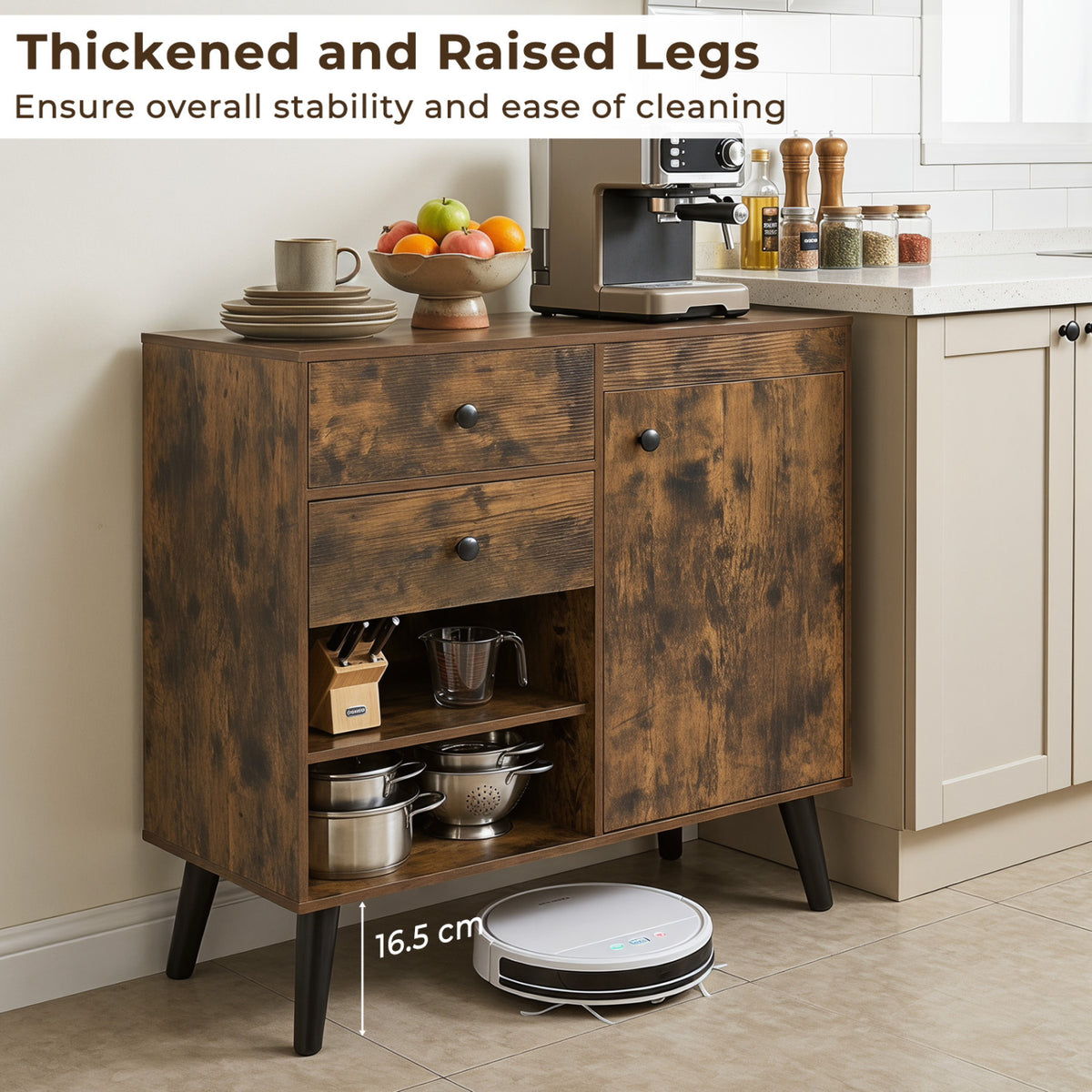 31" Sideboard Cabinet with 2 Drawers - Rustic Brown