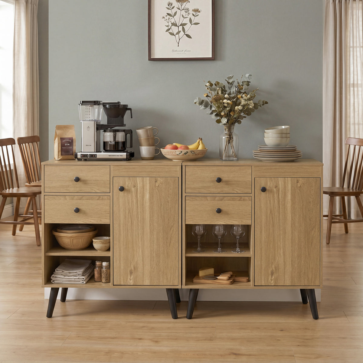 31" Sideboard Cabinet with 2 Drawers - Natural