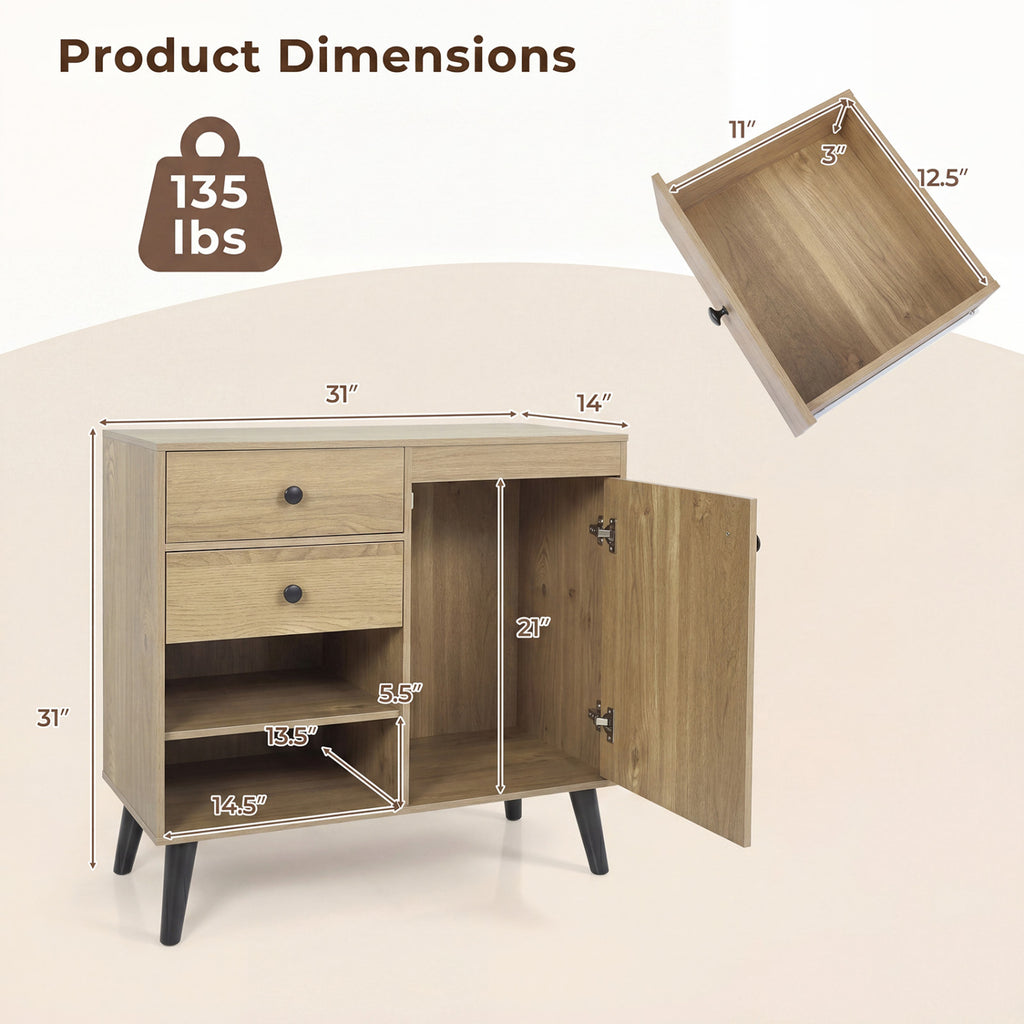 31" Sideboard Cabinet with 2 Drawers - Natural