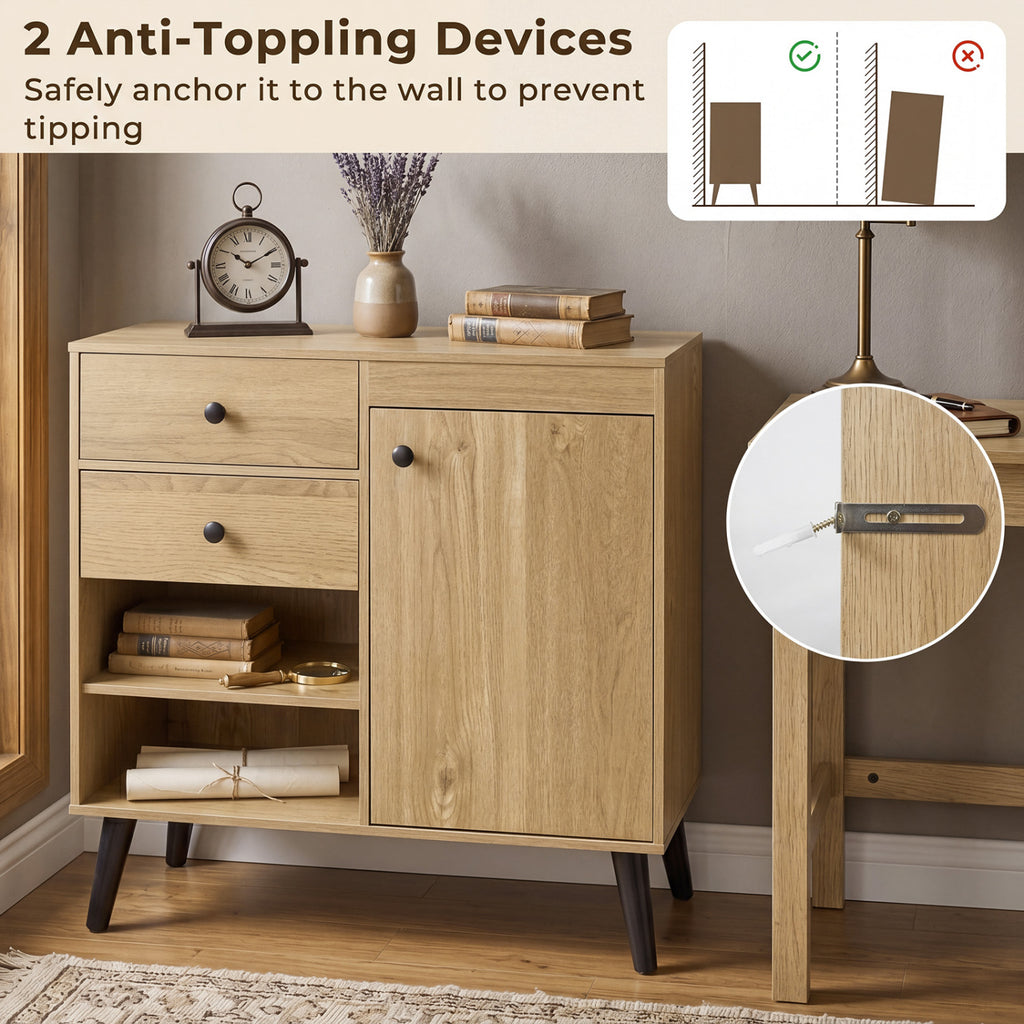 31" Sideboard Cabinet with 2 Drawers - Natural