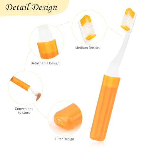 Travel Toothbrush 4 Pack Mini Toothbrushes Soft Travel Toothbrush Set Portable Folding Traveling Size Tooth brush with Toothbrush Case Individually Wrapped Small Toothbrushes for Home Camping Hiking