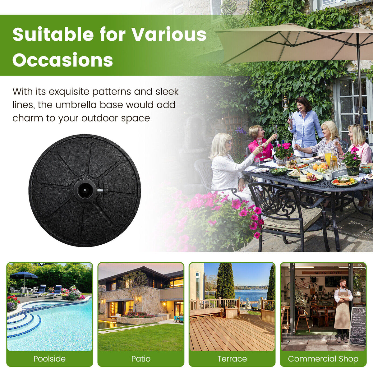 31LBS 18 Inch Round Outdoor Umbrella Base