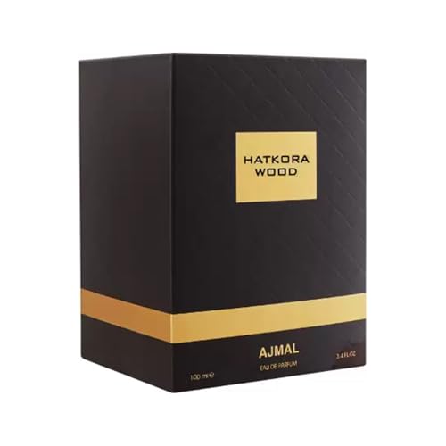 Ajmal Hatkora Wood Eau de Parfum 3.4 oz / 100 ml ? Unique Unisex Oriental Citrus & Woody Fragrance with Hatkora Lemon, Saffron & Oud | Long-Lasting Signature from Dubai