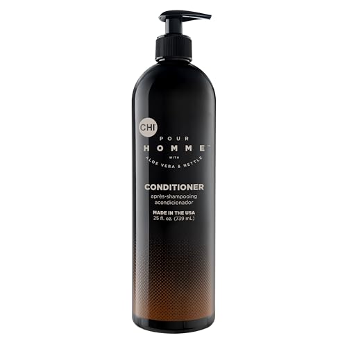 CHI Pour Homme Moisturizing Daily Conditioner For Men, Smooths & Detangles, Made With Aloe Vera & Nettle, Fresh, Woody Scent, Sulfate-Free, 25 oz
