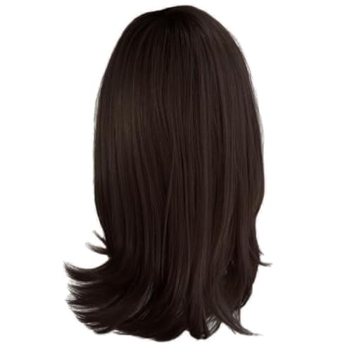 GABOR Magnetic Apppel Long Layered Wig With Whispy Bangs by Hairuwear, Average Cap - Dark Brown