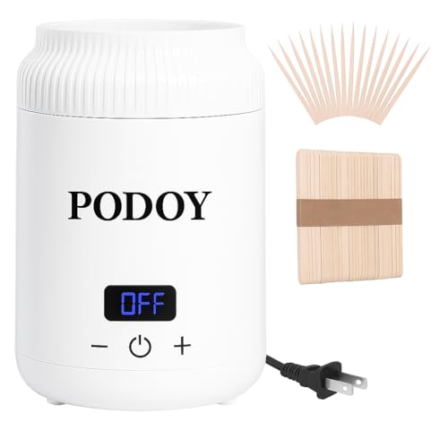 PODOY Mini Wax Warmer - Switchable Display, Portable for Hair Removal with 100 Wax Sticks, Non-Stick Waxing Kit for Women's Face and Body, Professional Melter Machine