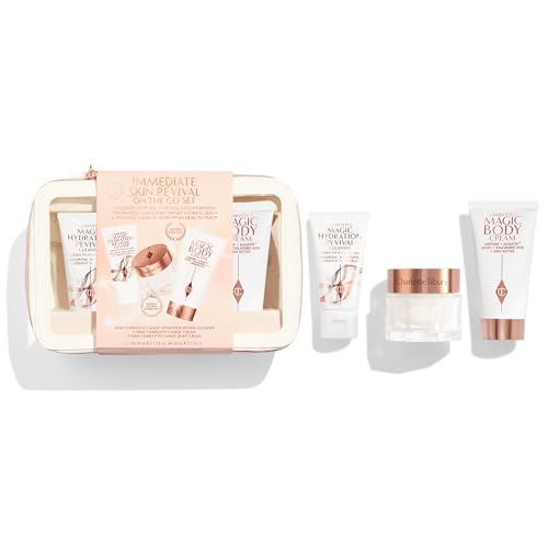Charlotte Tilbury Immediate Skin Revival Mini Skin Care Set - Travel Size Skincare Kit with Glow Toner, Magic Serum & Magic Cream for a Healthy, Radiant Glow